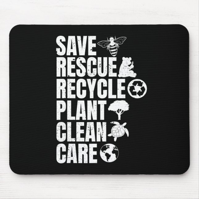 Save Bees Rescue Animals Recycle Plastict Earth Da Mouse Pad (Front)
