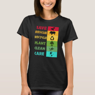 Save Bees Rescue Animals Recycle Plastict Earth Da T-Shirt