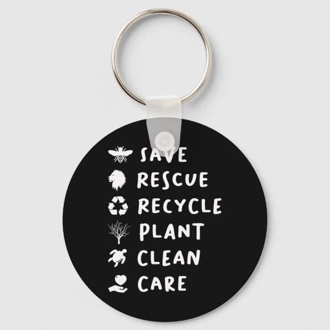 Save Bees Rescue Lions Recycle Plastic Save Our Ea Key Ring (Front)