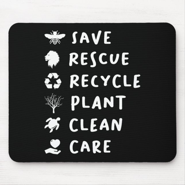 Save Bees Rescue Lions Recycle Plastic Save Our Ea Mouse Pad (Front)
