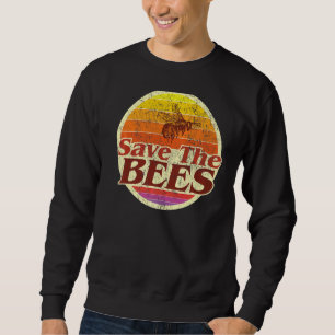 Save Bees Women Men Retro Vintage Sunset Used Look Sweatshirt