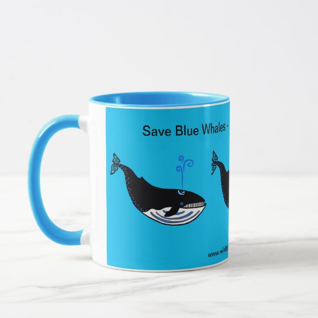 Save Blue WHALES - Endangered animal - Wildlife -  Mug (Left)