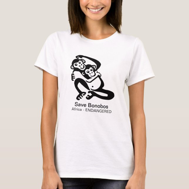 Save BONOBOS-Endangered chimpanzees -Africa T-Shirt (Front)