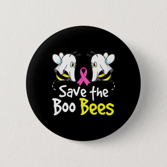 Save Boo Bees Fun Breast Cancer Awareness Hallowee 6 Cm Round Badge (Front)