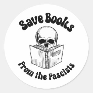 Save books from the fascists classic round sticker