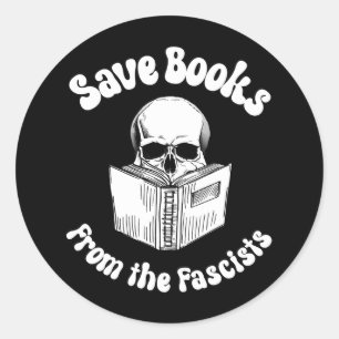Save books from the fascists classic round sticker