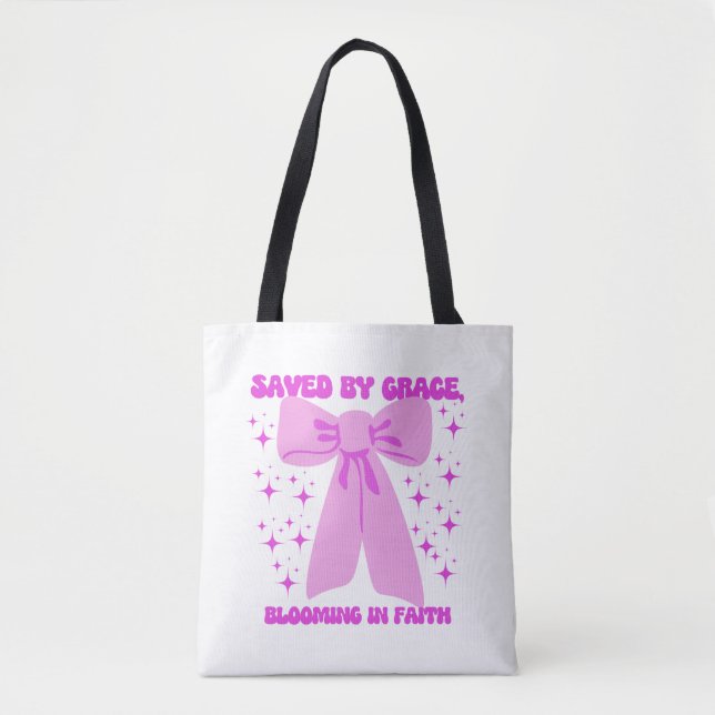 Save By Grace Faith-Based Affirmation Tote Bag (Front)