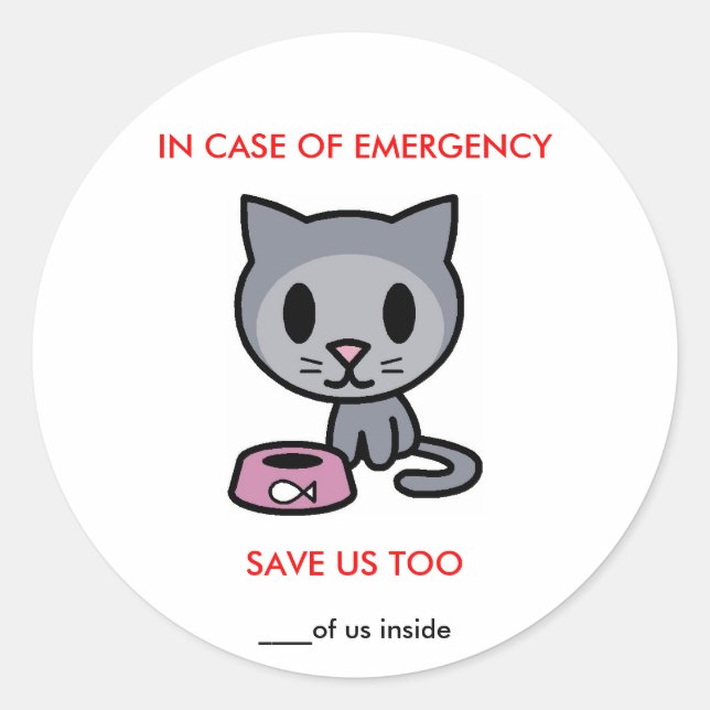Save Cat -Emergency Classic Round Sticker (Front)