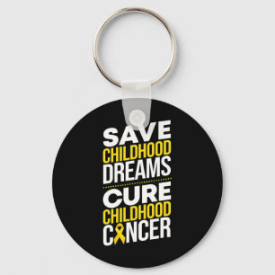 Save Childhood Dreams Cure Childhood Cancer Ribbon Key Ring