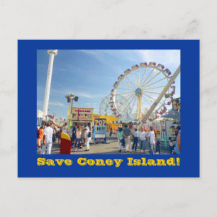 Save Coney Island! postcard (blue)