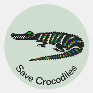 Save  CROCODILES  Conservation- Wildlife - Green Classic Round Sticker