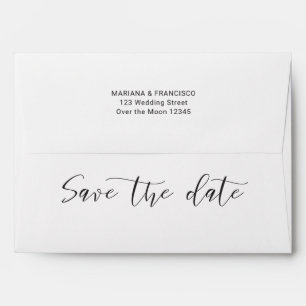 Save Date Chic Script Stylish Calligraphy Elegant Envelope