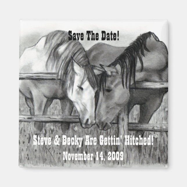 SAVE DATE: GETTING HITCHED: HORSE ART MAGNET (Front)