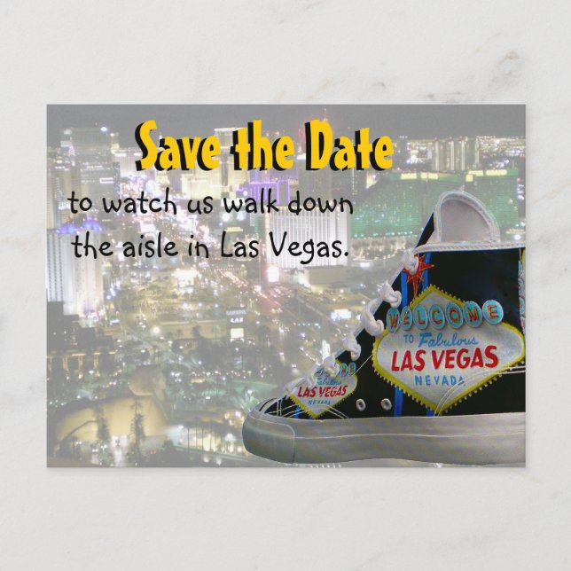 Save Date Walk Down the Aisle in Las Vegas Announcement Postcard (Front)