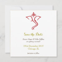 Save date wedding red gold ganpati ganesh hindu