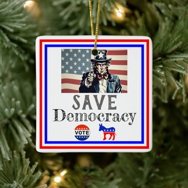 Save Democracy Ceramic Ornament (Tree)