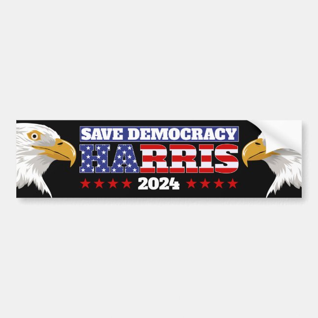 Save Democracy - Harris 2024 Bumper Sticker (Front)