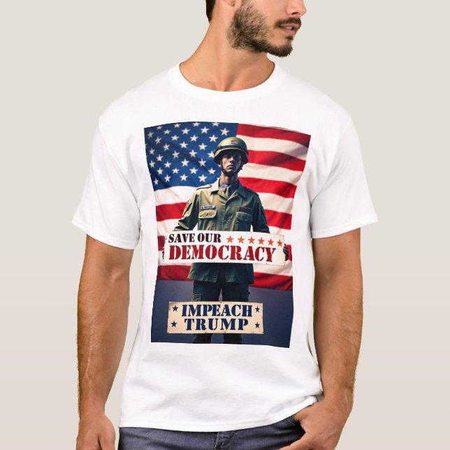 Save Democracy Impeach Trump T-Shirt (Front)