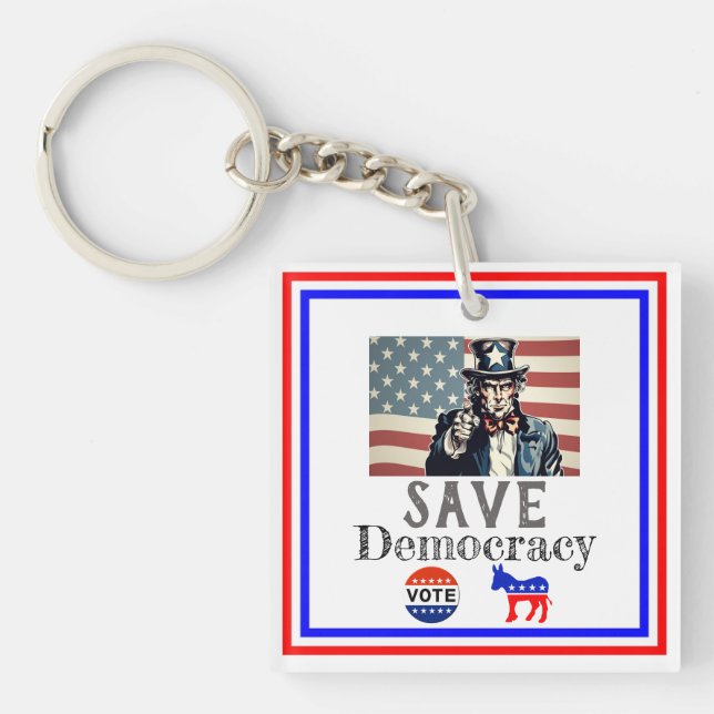 Save Democracy Keychain (Front)