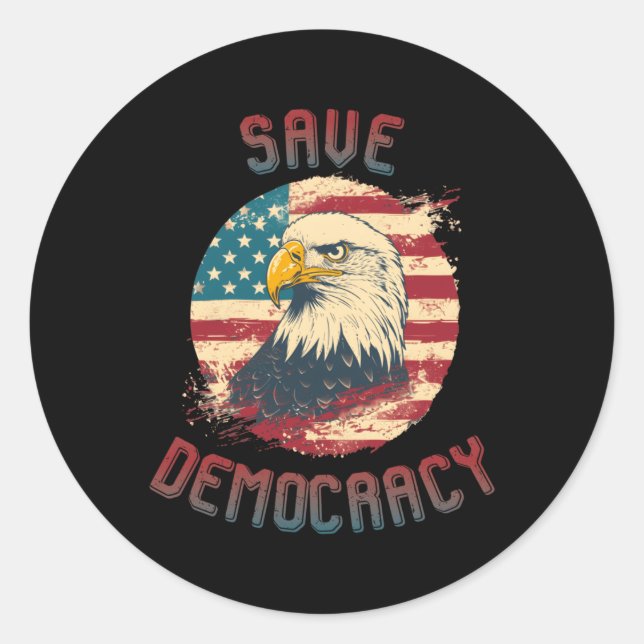 Save Democracy Sticker1  Classic Round Sticker (Front)