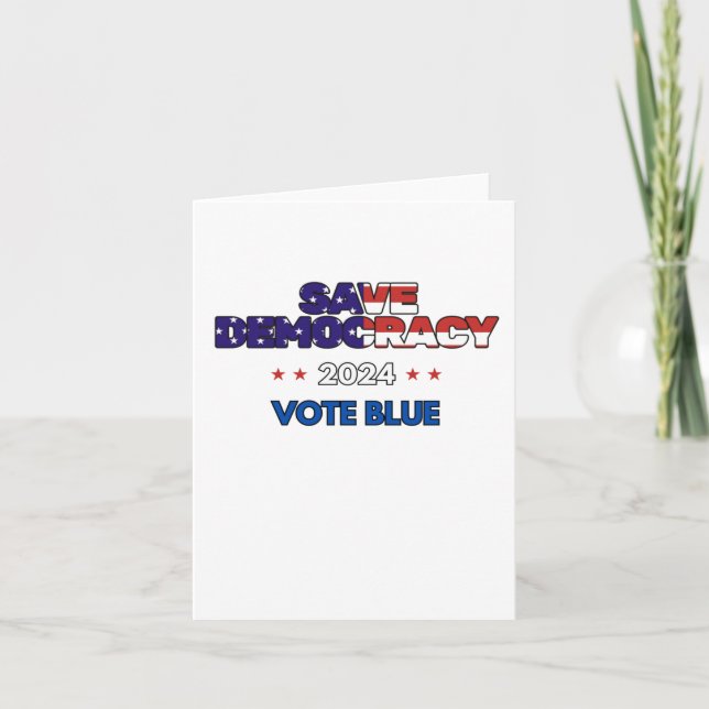 Save Democracy Vote Blue  Card (Front)