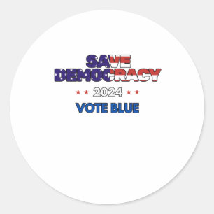 Save Democracy Vote Blue  Classic Round Sticker