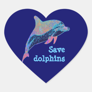 save dolphins heart sticker