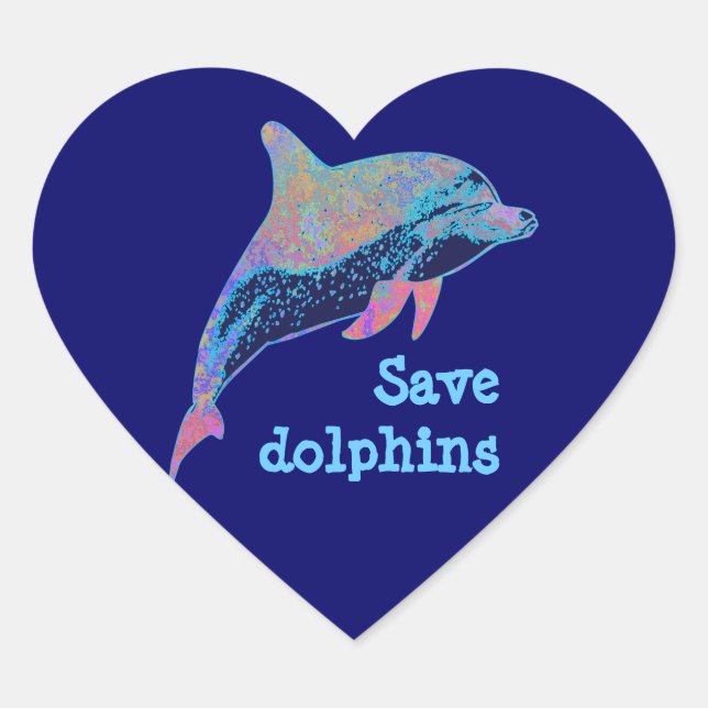 save dolphins heart sticker (Front)