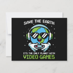 Save Earth Gamer Design - Funny Earth Day Video Ga Holiday Card