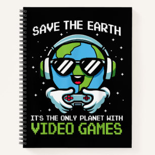 Save Earth Gamer Design - Funny Earth Day Video Ga Notebook