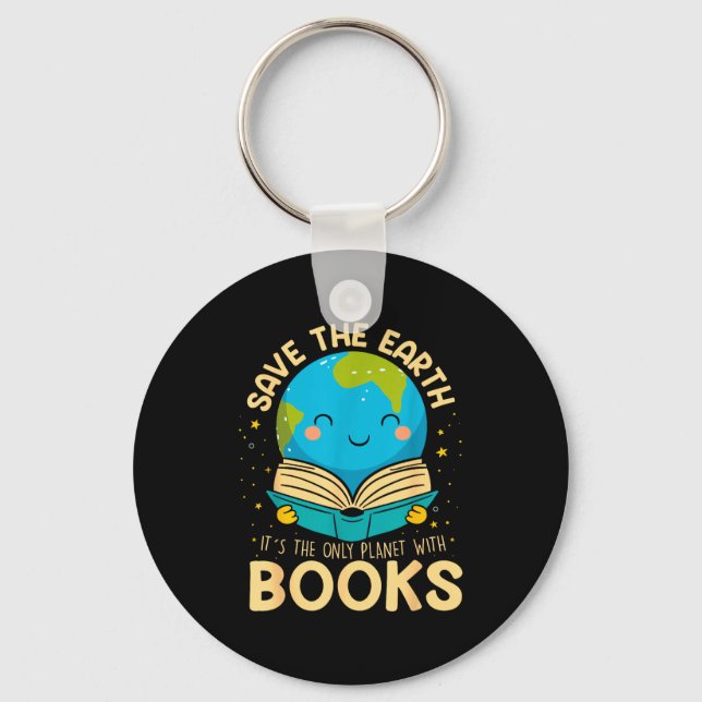 Save Earth It´s Only Planet With Books Reader Eart Key Ring (Front)