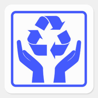 Save Earth Recycling blue Symbol Square Sticker