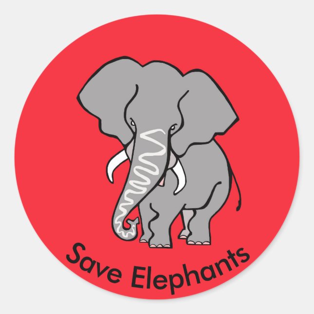  Save ELEPHANTS - Animal activist -Wildlife -Red Classic Round Sticker (Front)
