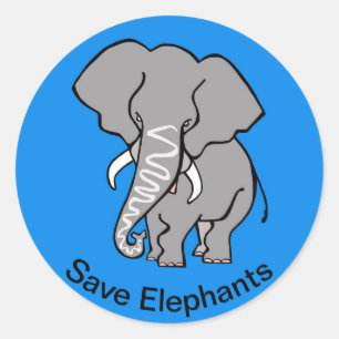 Save ELEPHANTS - Endangered animal - Blue Sticker
