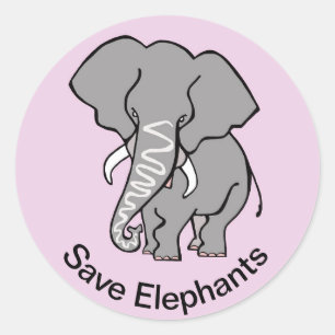 Save ELEPHANTS - Endangered animal -Wildlife -Pink Classic Round Sticker