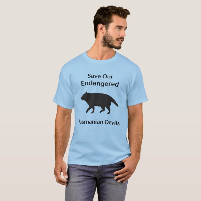 Save Endangered Tasmanian Devil Black Silhouette T-Shirt (Front Full)