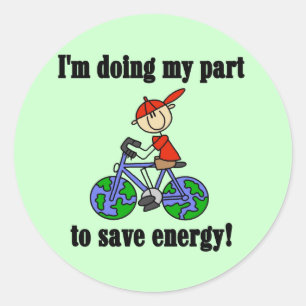 Save Energy Environmental Tshirts and Gifts Classic Round Sticker