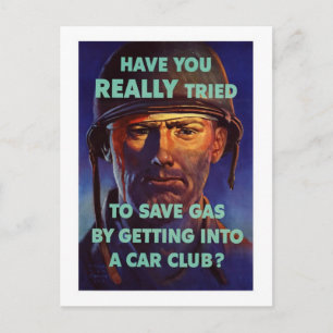 Save Gas - WW2 Postcard