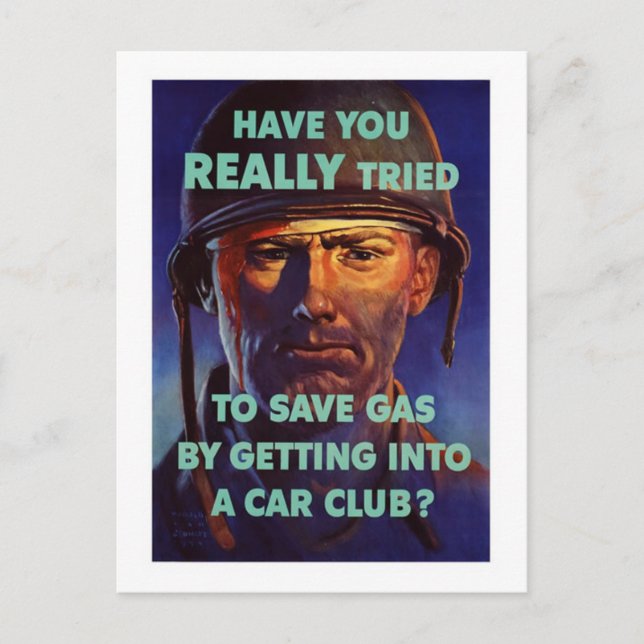 Save Gas - WW2 Postcard (Front)