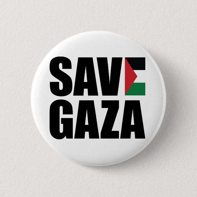 SAVE GAZA 6 CM ROUND BADGE (Front)