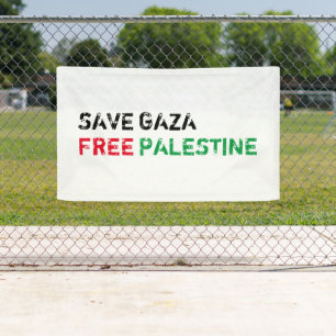 Save Gaza Free Palestine black red green white Banner