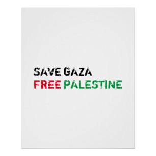 Save Gaza Free Palestine black red green white Poster
