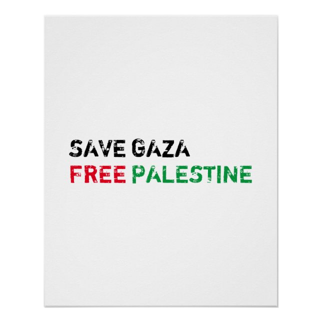 Save Gaza Free Palestine black red green white Poster (Front)