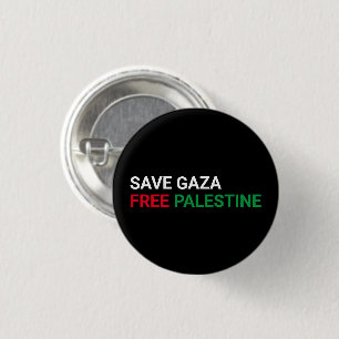 Save Gaza Free Palestine black white red green 3 Cm Round Badge