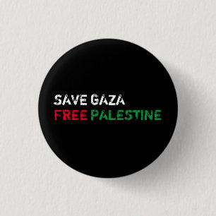 Save Gaza Free Palestine white red green black 3 Cm Round Badge