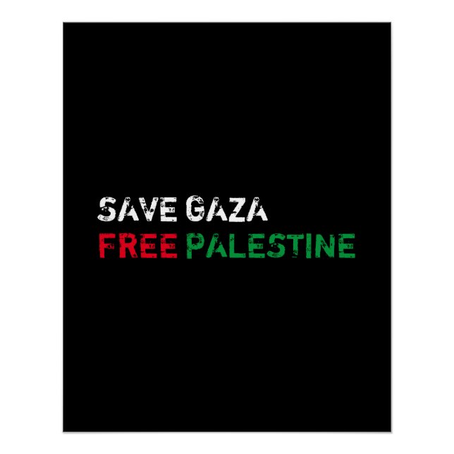 Save Gaza Free Palestine white red green black Poster (Front)