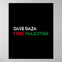 Save Gaza Free Palestine white red green black