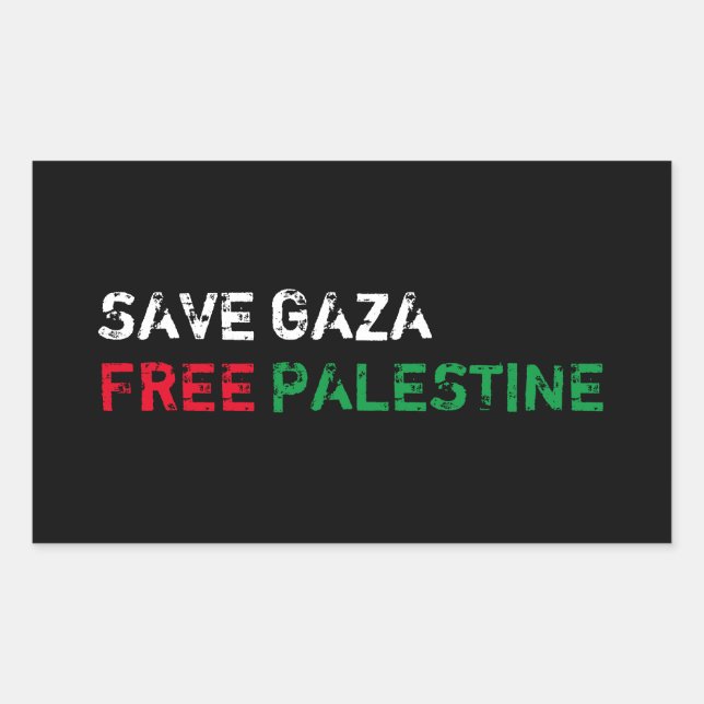 Save Gaza Free Palestine white red green black Rectangular Sticker (Front)