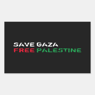 Save Gaza Free Palestine white red green black Rectangular Sticker