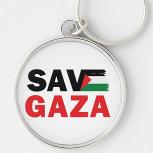 Save GAZA with Palestinian flag customised Button Key Ring